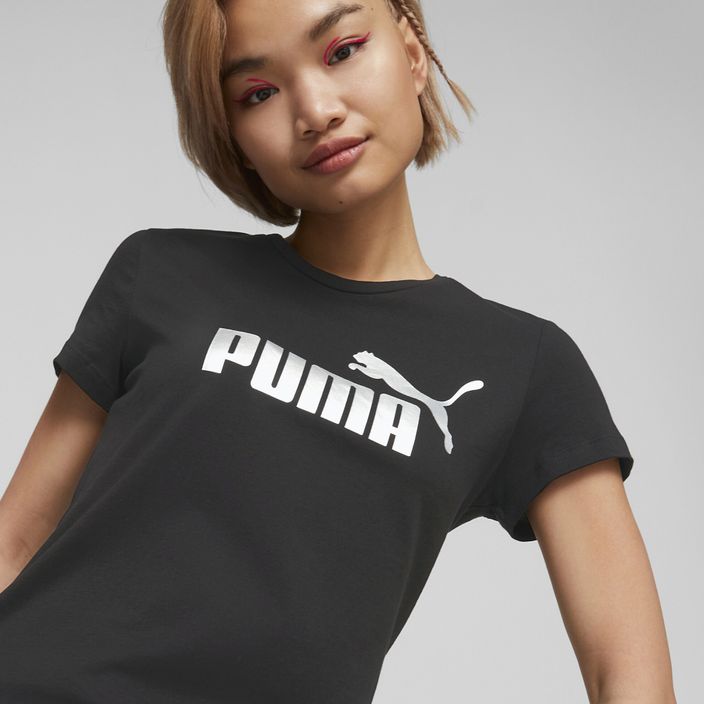 Women's PUMA ESS+ Metallic Logo Tee puma black/silver metallic 5