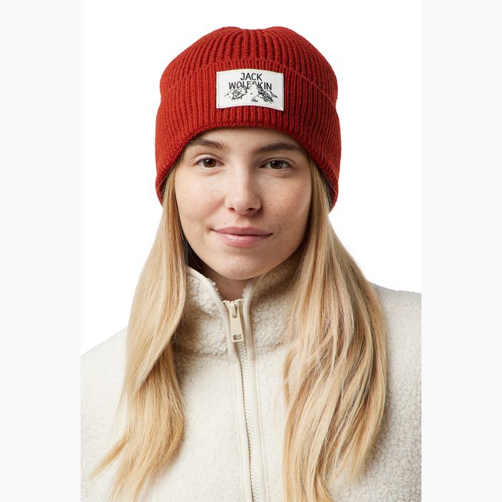 Jack Wolfskin Badge intense rust winter beanie 3