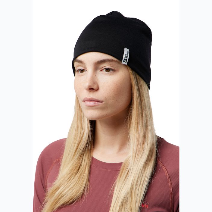 Jack Wolfskin Rib Merino winter beanie black 3