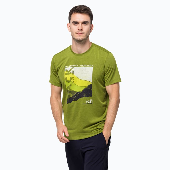 Men's Jack Wolfskin Crosstrail Graphic trekking t-shirt green 1801671_3017