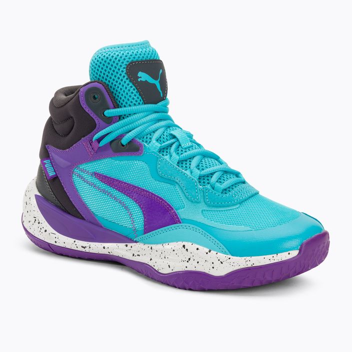 Men's basketball shoes PUMA Playmaker Pro Mid purple glimmer/bright aqua/strong gray/white