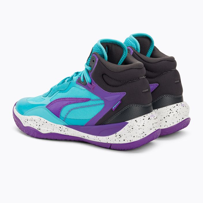 Men's basketball shoes PUMA Playmaker Pro Mid purple glimmer/bright aqua/strong gray/white 3