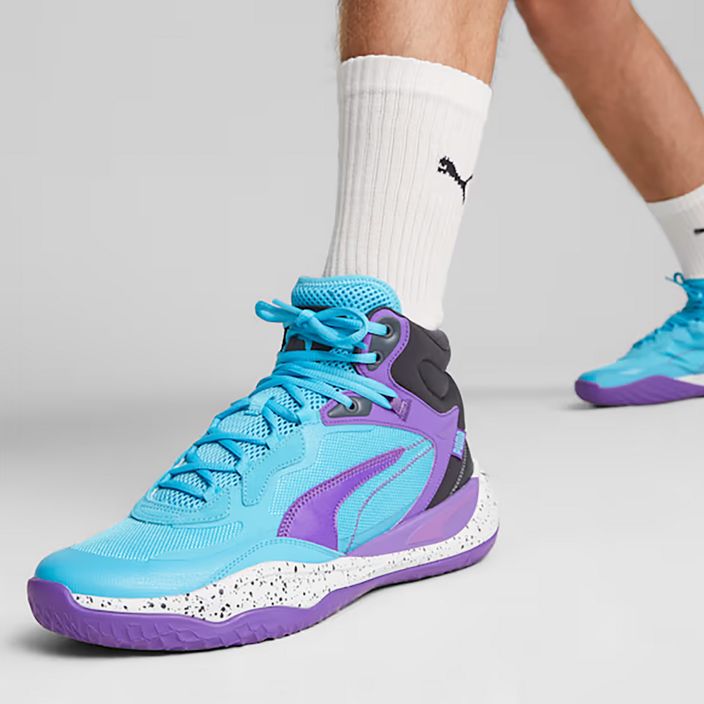 Men's basketball shoes PUMA Playmaker Pro Mid purple glimmer/bright aqua/strong gray/white 13