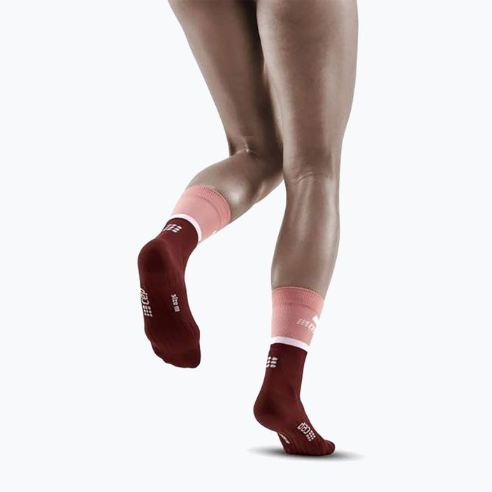 CEP Women's Compression Running Socks 4.0 Mid Cut rose/dark red 6