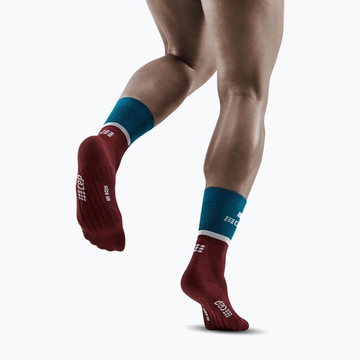 CEP Men's Compression Running Socks 4.0 Mid Cut petrol/dark red 6
