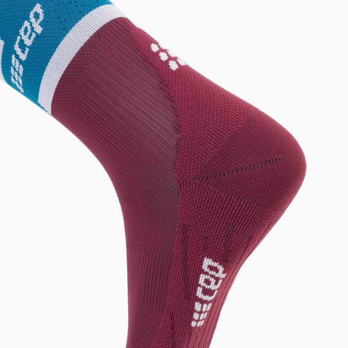 CEP Men's Compression Running Socks 4.0 Mid Cut petrol/dark red 4
