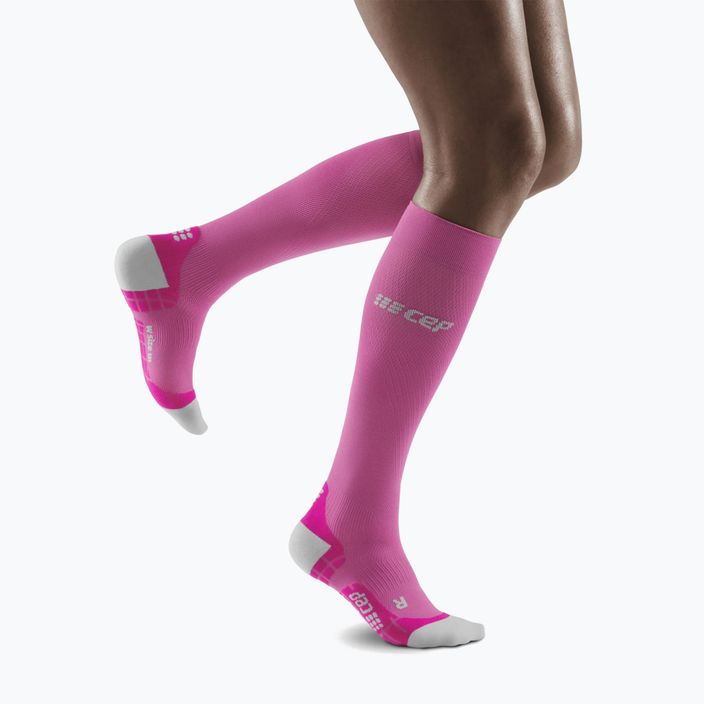 CEP Ultralight pink/dark red women's compression running socks 4