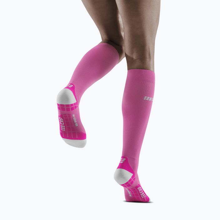 CEP Ultralight pink/dark red women's compression running socks 5
