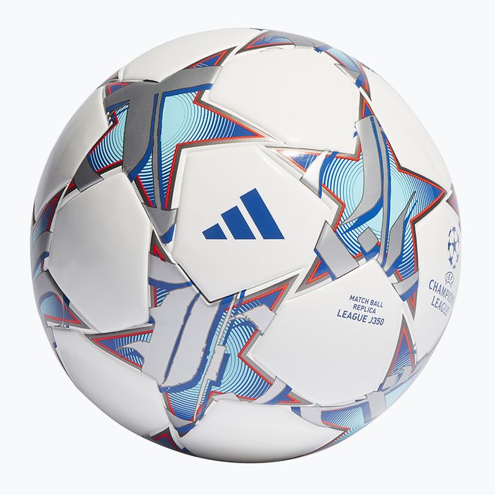 adidas UCL League 23/24 football white/silver metallic/bright cyan/royal blue size 4