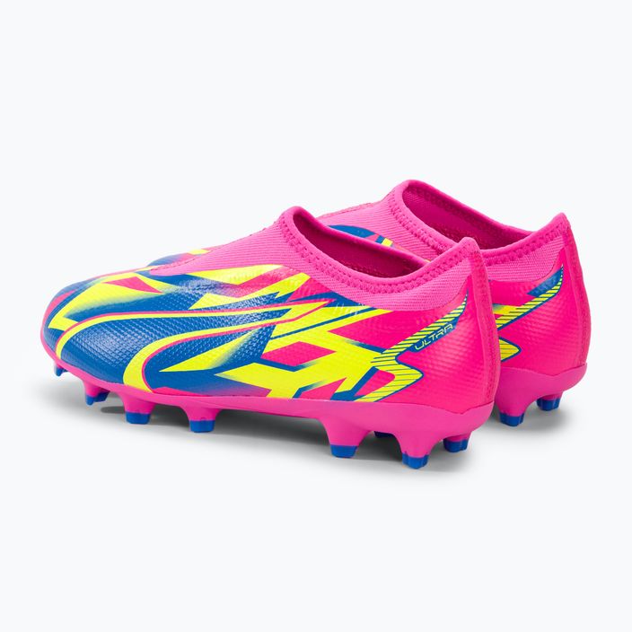 PUMA Ultra Match Ll Energy FG/AG Jr children's football boots luminous pink/ultra blue/yellow alert 3