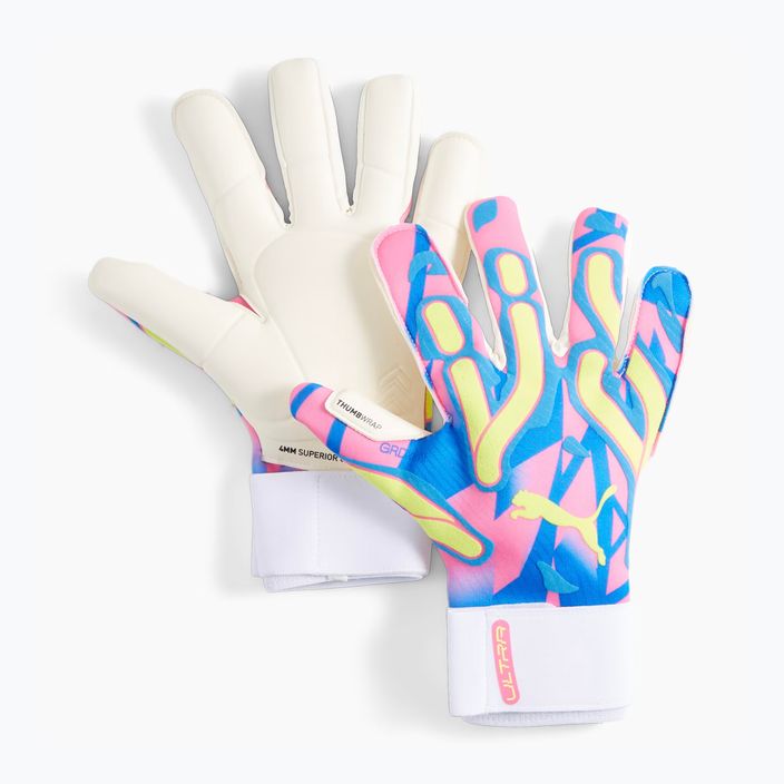 PUMA Ultra Ultimate Energy Hybrid goalkeeper glove ultra blue/yellow alert/luminous pink 4