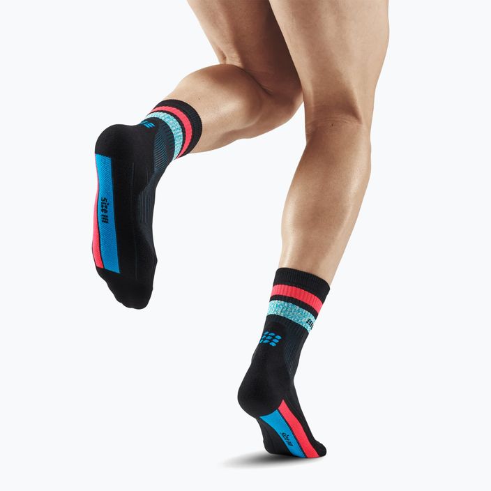 CEP Miami Vibes 80's men's compression running socks black/blue/pink 3