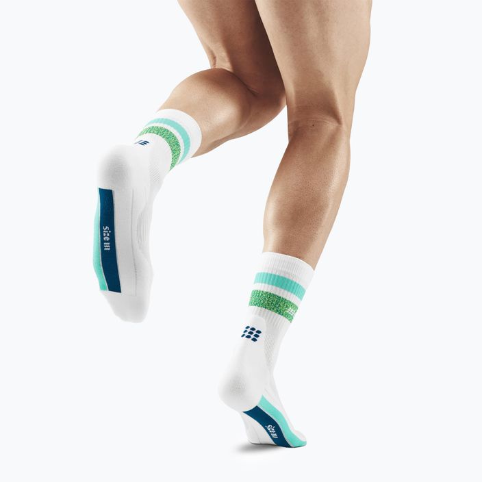 CEP Miami Vibes 80's men's compression running socks white/green aqua 3