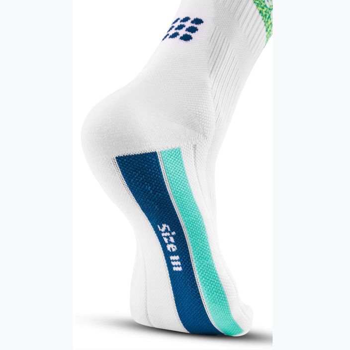 CEP Miami Vibes 80's men's compression running socks white/green aqua 6