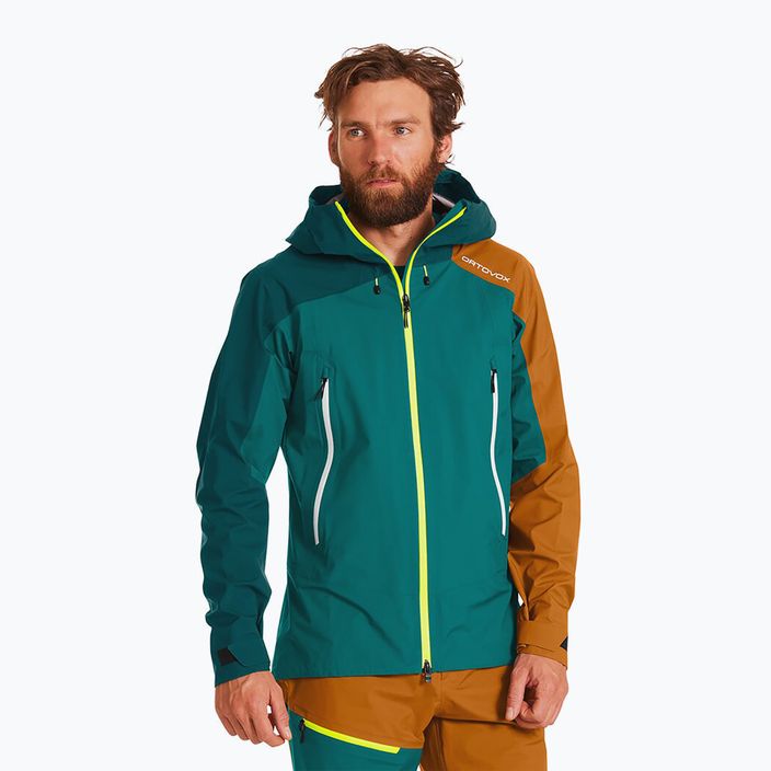 Men's ORTOVOX Westalpen 3L Light rain jacket green 7025200026
