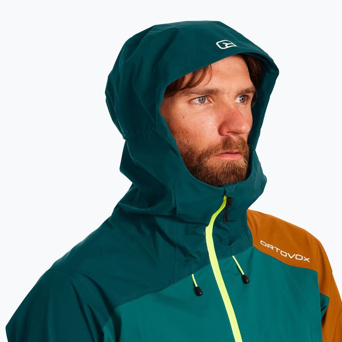 Men's ORTOVOX Westalpen 3L Light rain jacket green 7025200026 4