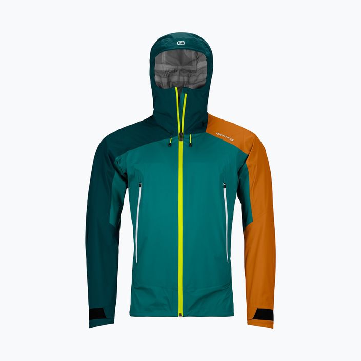 Men's ORTOVOX Westalpen 3L Light rain jacket green 7025200026 7
