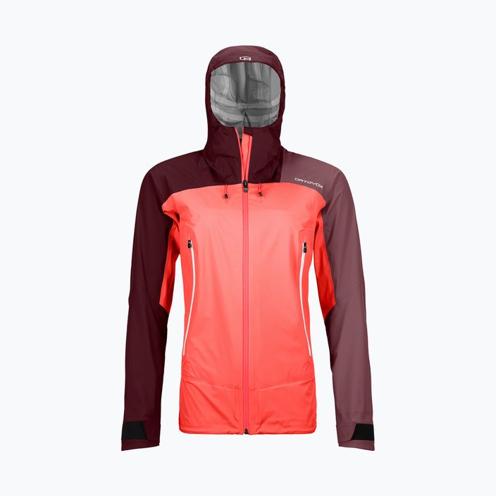 Women's ORTOVOX Westalpen 3L Light orange and maroon rain jacket 7021200018 5