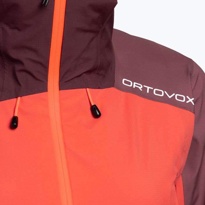 Women's ORTOVOX Westalpen 3L Light orange and maroon rain jacket 7021200018 3