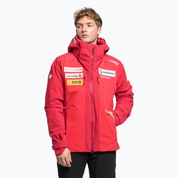 Men's ski jacket Descente Swiss National Team Replica 86 red DWMUGK20