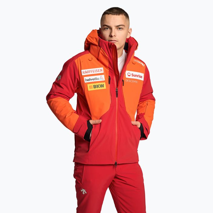 Men's Descente Swiss mandarin orange ski jacket