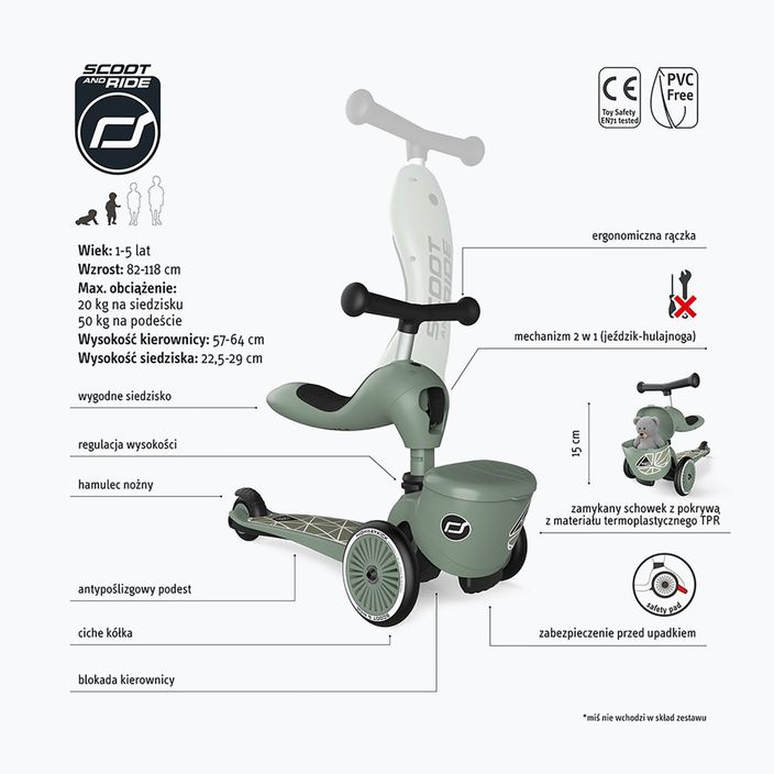 Scoot & Ride Highwaykick 1 Lifestyle 2-in-1 green lines children's scooter 16