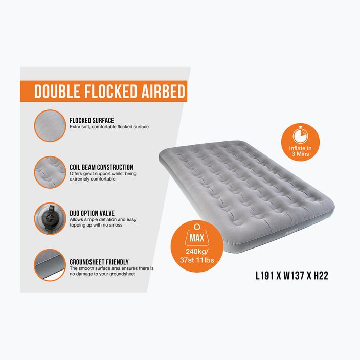 Vango Double Flocked Airbed inflatable mattress nocturne grey 2