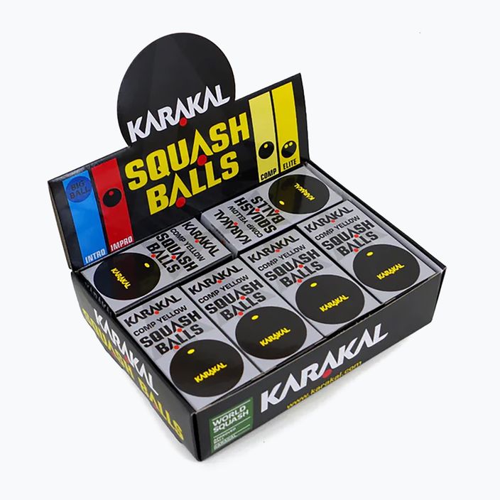Squash balls Karakal Comp Yellow Dot 12 pcs black. 3