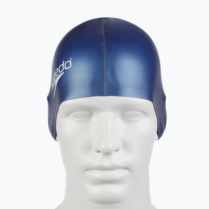 Speedo Plain Flat Silicone swimming cap navy blue 8-709910011 3