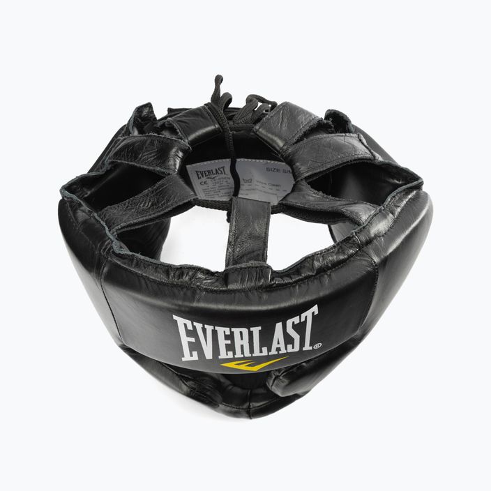 Men's Everlast Leather Boxing Helmet with Cheek and Chin Protection Black 350 BLK - S/M 5