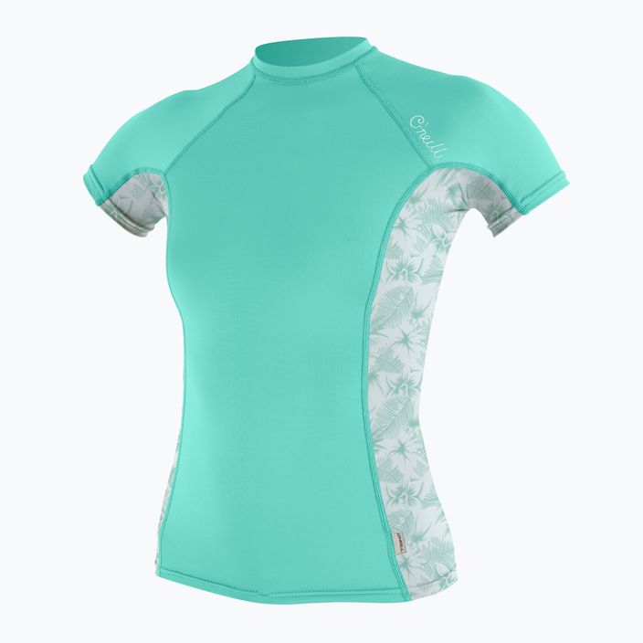 O'Neill Women's Side Print Rash Guard Turquoise Swim Shirt 5405S