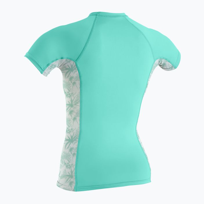 O'Neill Women's Side Print Rash Guard Turquoise Swim Shirt 5405S 2