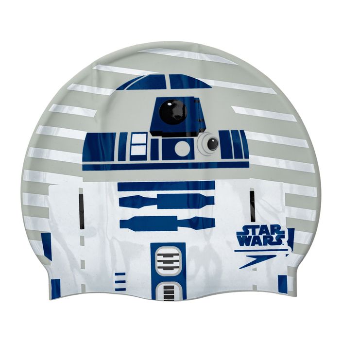 Speedo Star Wars Slpogan Print R2-D2 children's swimming cap white and grey 8-08385D674 2