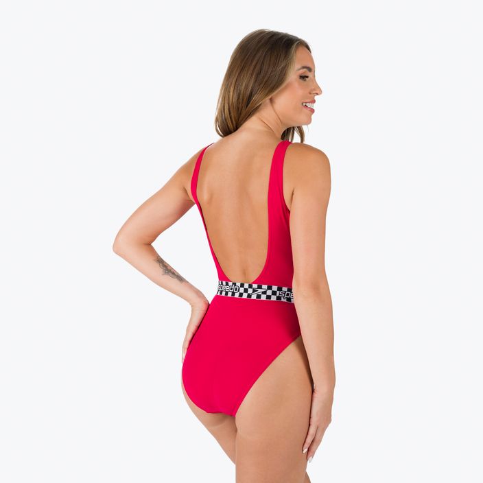Speedo Belted Deep U-Back women's one-piece swimsuit red 12363F338 3