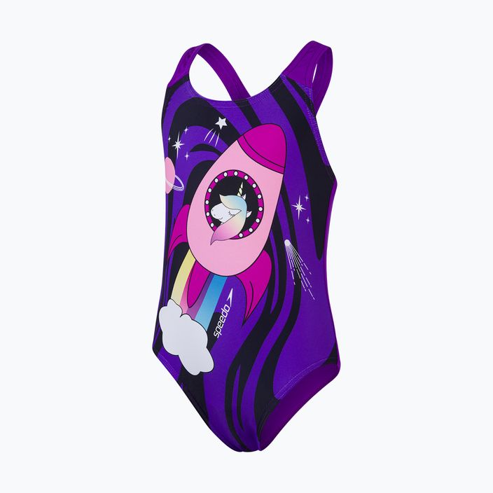 Speedo Digital Placement children's one-piece swimsuit purple and black 4