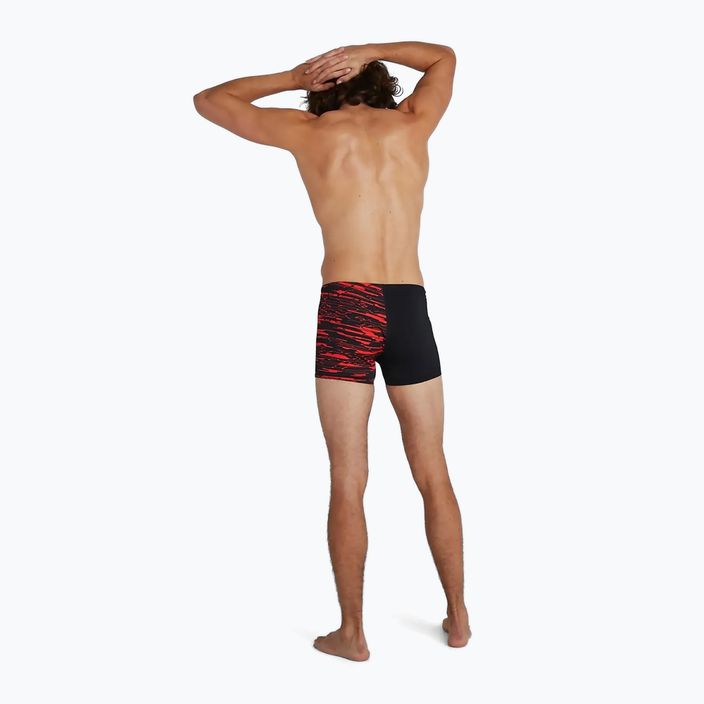Speedo men's Hyper Boom Placement V-Cut Aquashort swim boxers black and red 8-09734 3