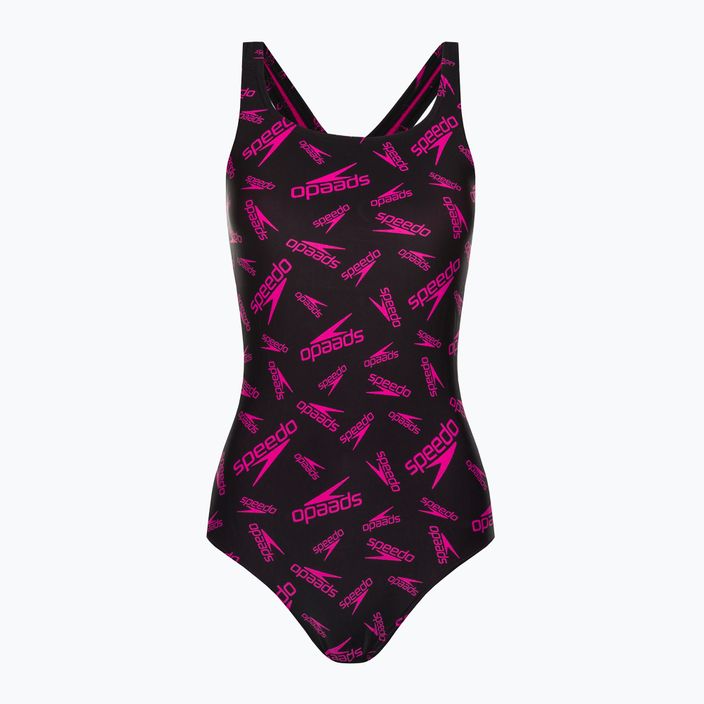 Speedo Boom Logo Allover Medalist women's one-piece swimsuit G118 black/pink 12199G118