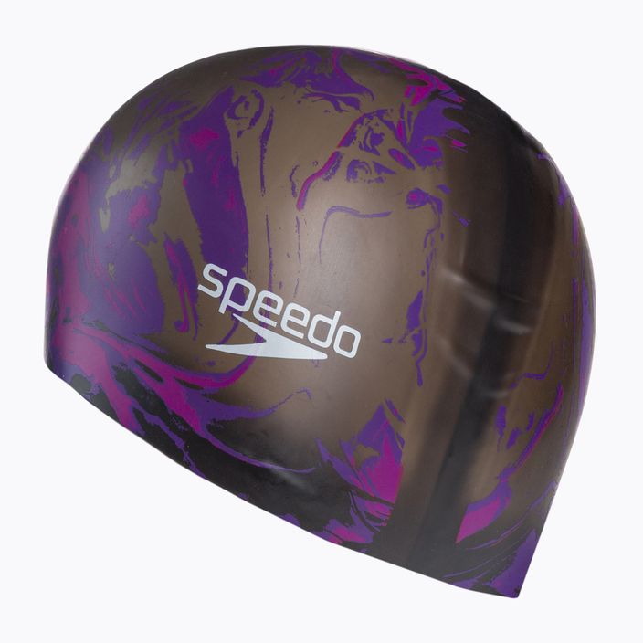 Speedo Long Hair Printed swim cap black and purple 68-11306 2