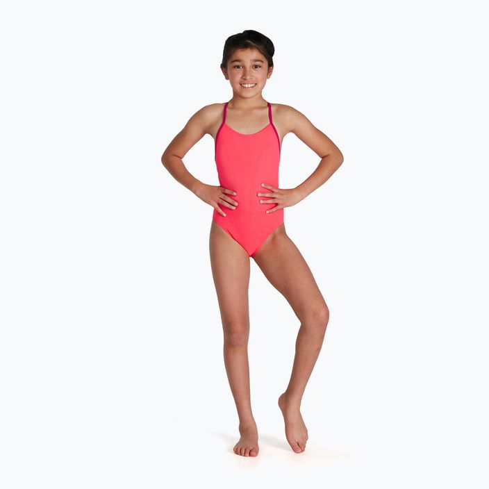 Speedo Lane Line Back Solid pink 68-13441 children's one-piece swimsuit 5