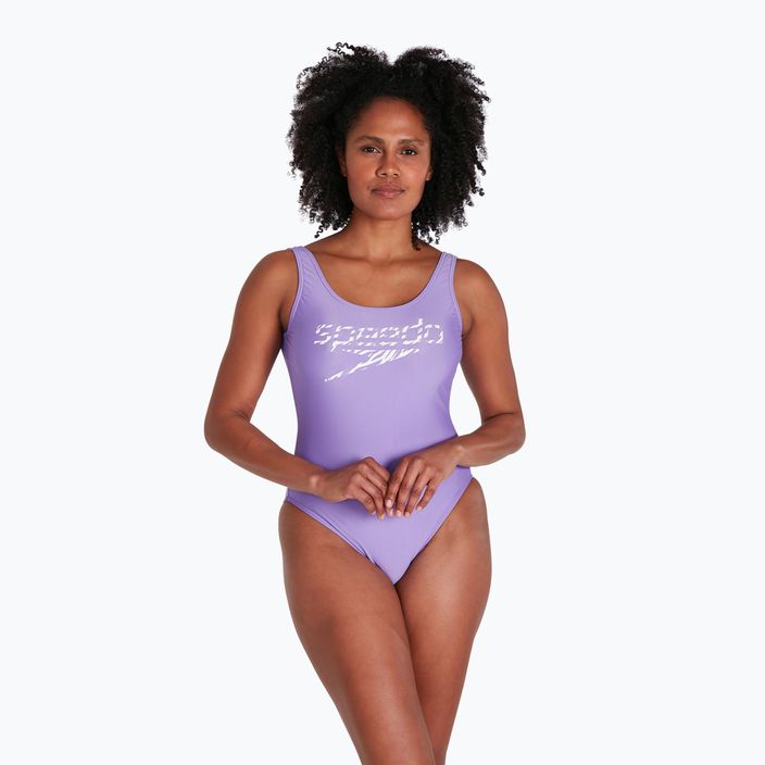Women's Speedo Logo Deep U-Back one-piece swimsuit purple 68-12369 5