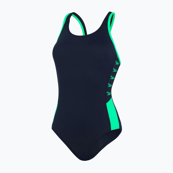 Speedo Boom Logo Splice Muscleback women's one-piece swimsuit navy blue-green 68-12900 5