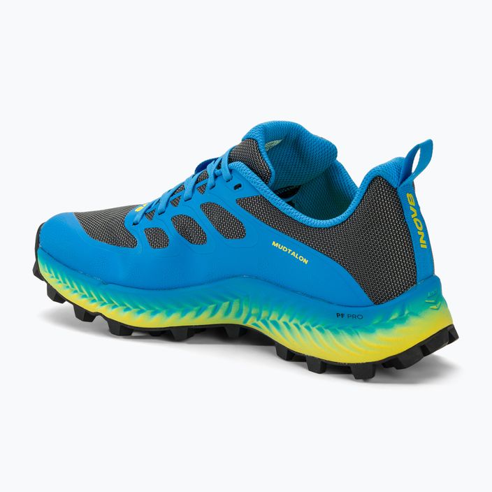 Men's Inov-8 Mudtalon dark grey/blue/yellow running shoes 3