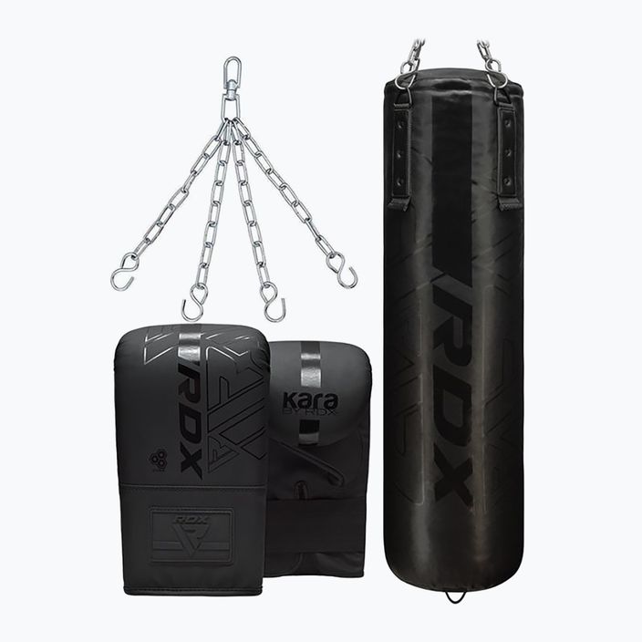 Boxing bag + glove set RDX F6 3PC matte black 7