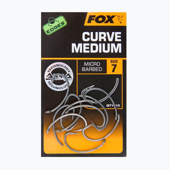 Fox International Edges carp hooks Armapoint Curve Shank Medium grey CHK203 2