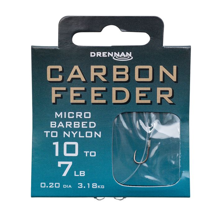 Drennan Carbon Feeder methode leader hook and barb + line 8pc brown HNCFDM016 2