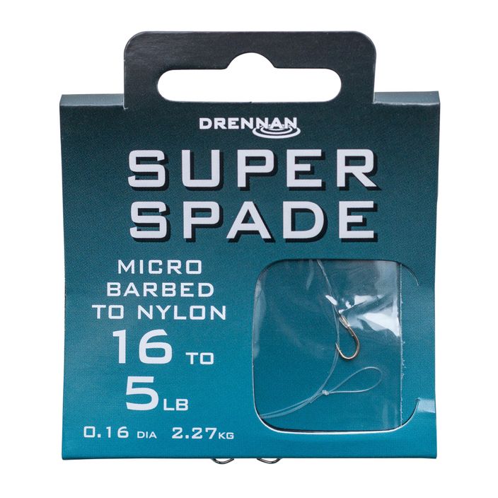 Drennan Super Spade barbless hook + line methode leader 8 pcs clear HNSSPM012 2