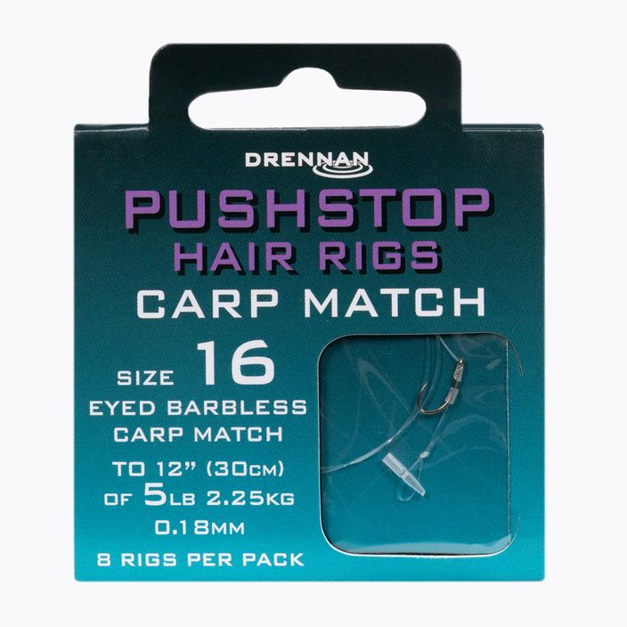 Pushstop H'rig Carp Method leader with stopper barbless hook + line 8 pcs clear HNQCMA016