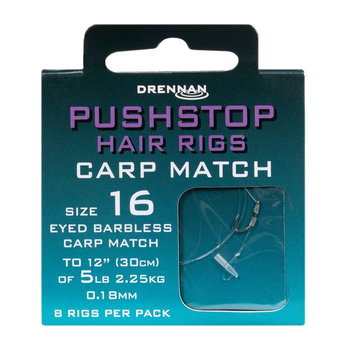 Pushstop H'rig Carp Method leader with stopper barbless hook + line 8 pcs clear HNQCMA016 2