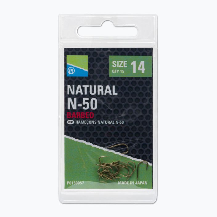 Preston Innovations Natural N-50 15-piece gold fishing hooks P0150057 3