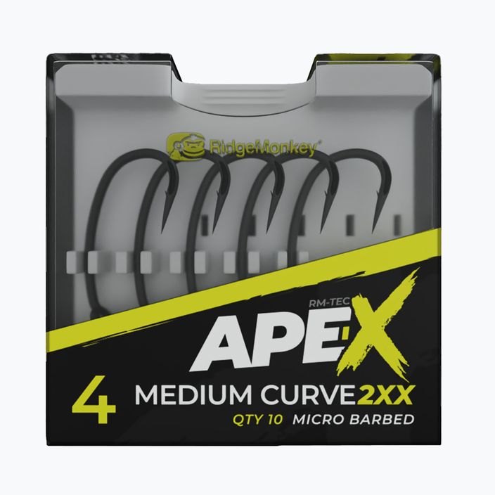 RidgeMonkey Ape-X Medium Curve 2XX Barbed grey RMT256 hooks 2